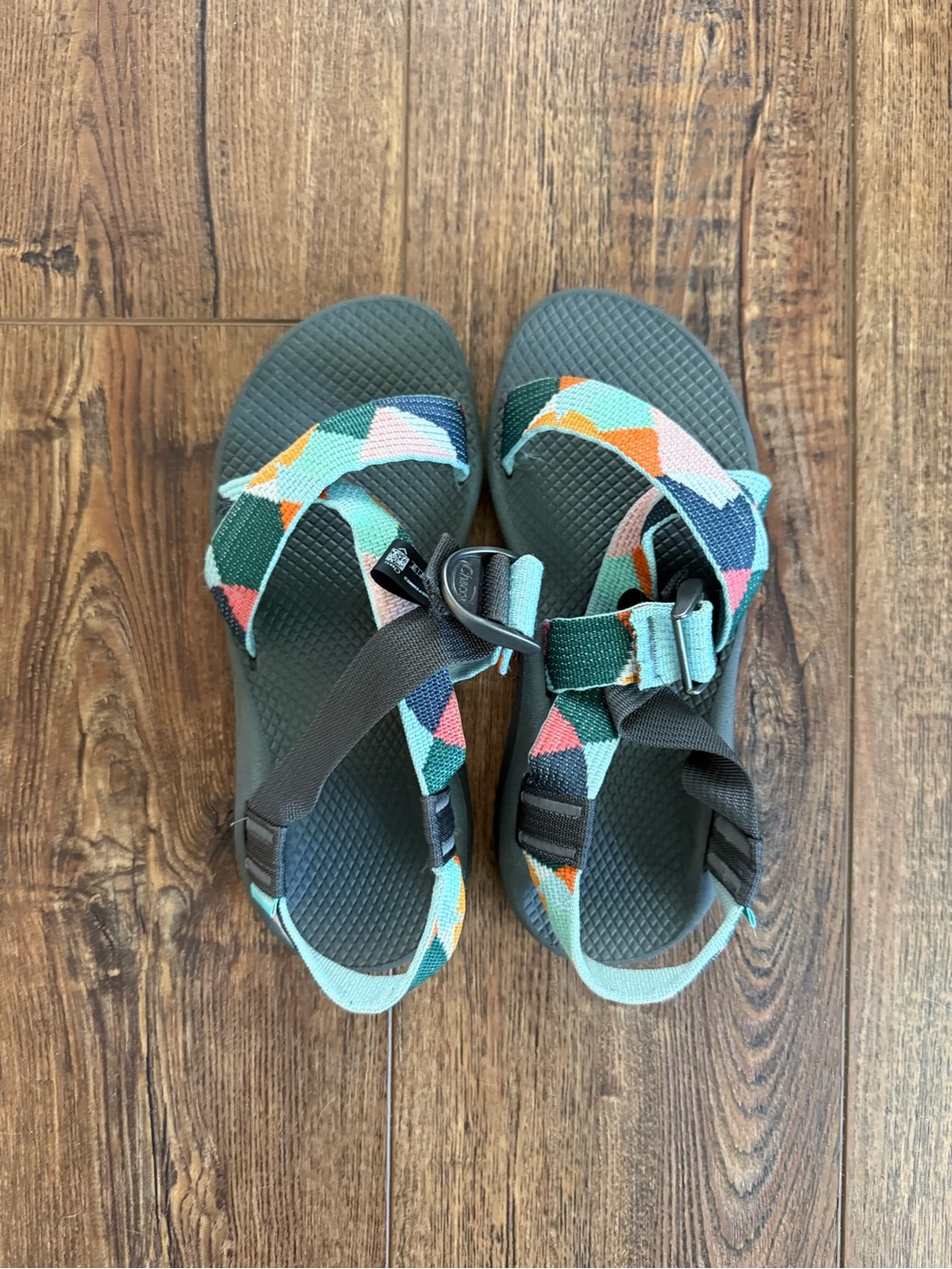 Chaco Women's Multicolor Geometric Webbing Sandals - Green Base
